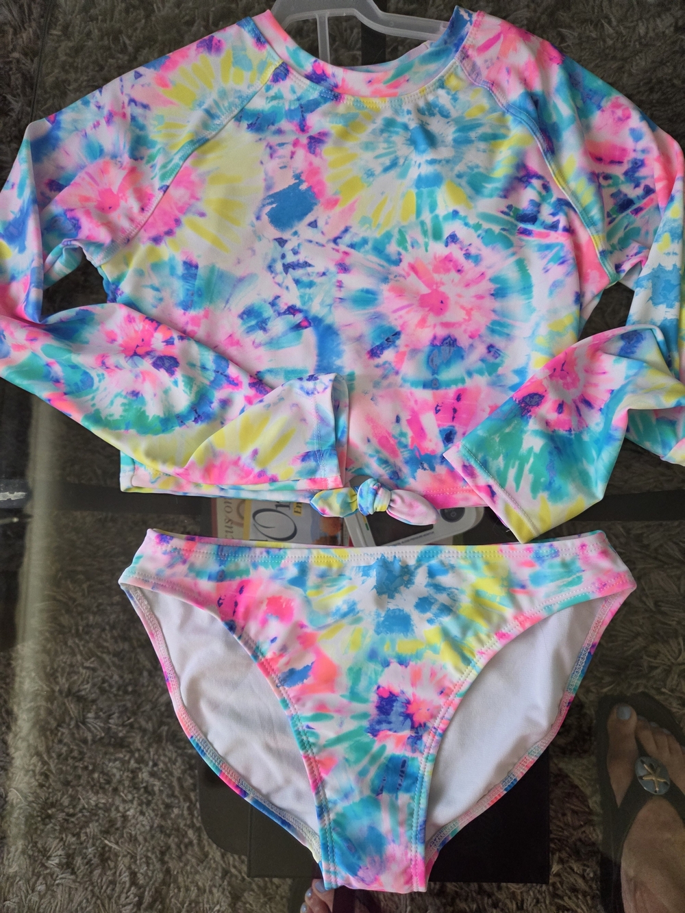 George Neon Tie-Dye Long Sleeve Bikini Set - Pink, Blue, Yellow, Teal